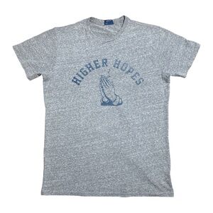 MOTHER The Steamroller Higher Hopes Gray Viscose Blend T Shirt Mens Large